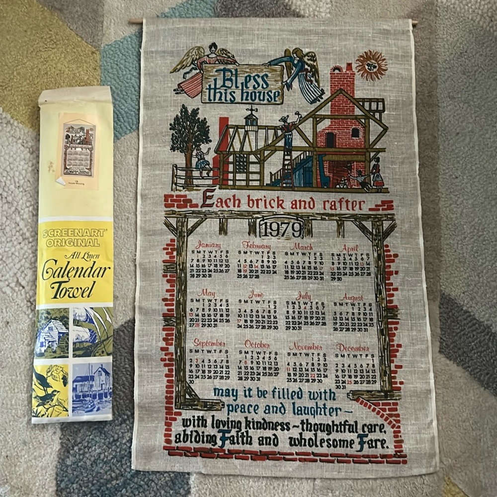 Vintage Linen Tea Towel Calendar